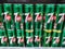 Klang, Malaysia - 10 July 2020 :Â Stacked of 7UP cans soda drink display for sell in the supermarket shelf.